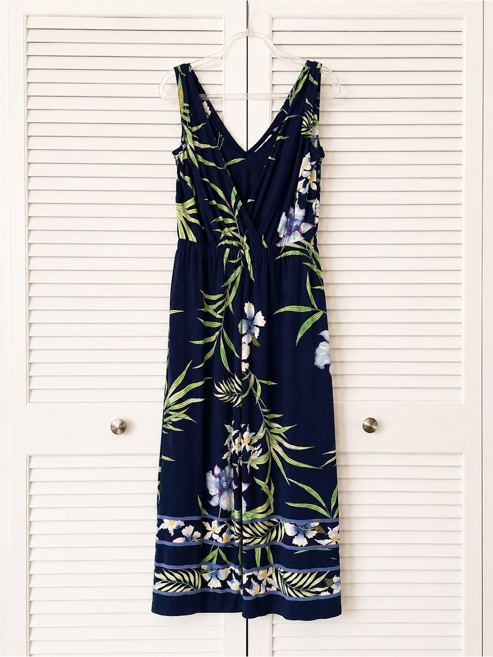 Tommy Bahama Tropical Floral Wide Leg Jumpsuit Navy Blue Large
